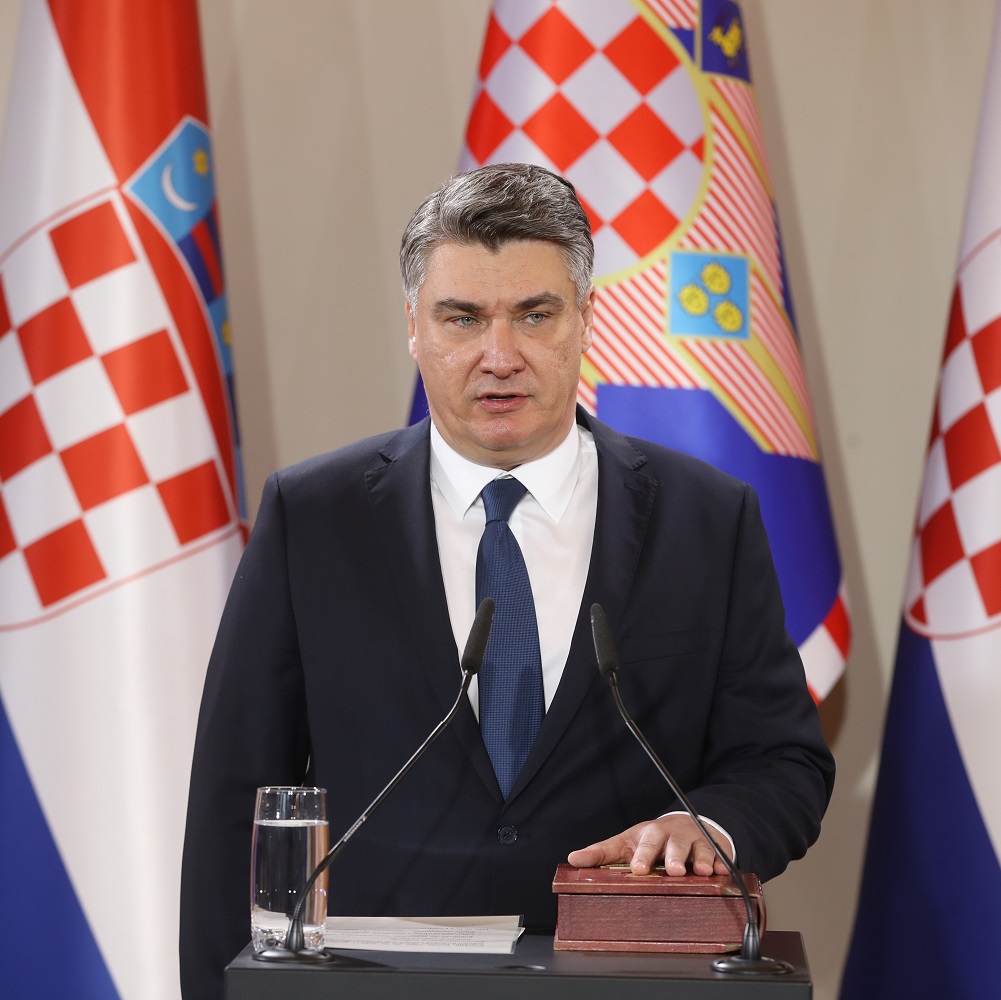 President of Croatia Zoran Milanović giving speech